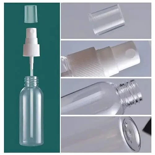 10 x 100 ml Clear Plastic Bottle with Fine Mist Spray Atomiser & Cap - Image 2