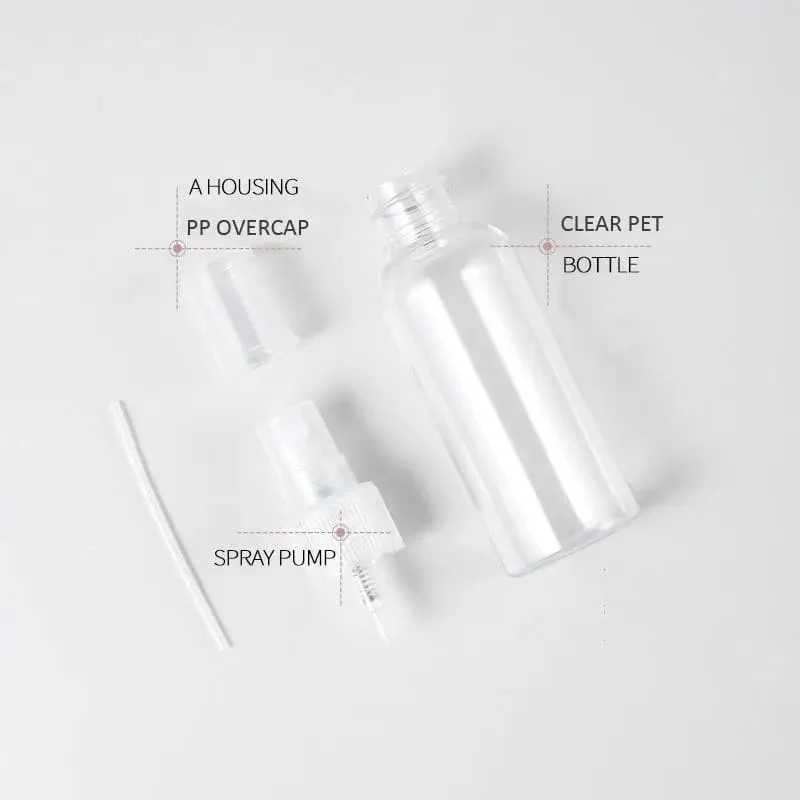 10 x 100 ml Clear Plastic Bottle with Fine Mist Spray Atomiser & Cap - Image 7