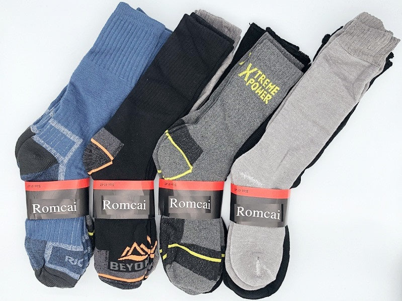 12 Pairs Thermal Socks Work Socks Cushioned Mixed Colour & Pattern - Image 2