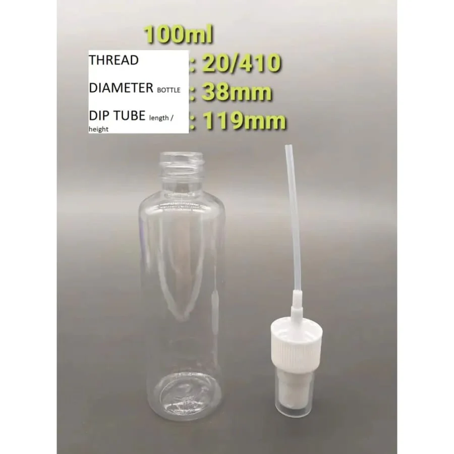 1500 pcs x 100 ml Clear Plastic Bottle with Fine Mist Spray Atomizer & Cap - Image 4