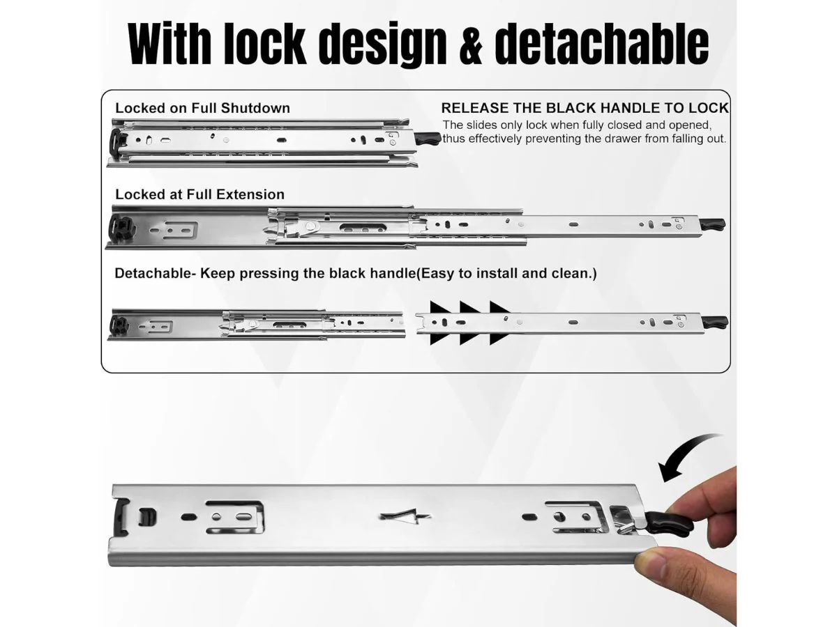 16" Drawer Slides Runners with Locking Function - Image 20