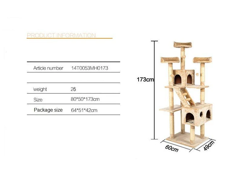 173CM High - Cat Tree House Scratching Post Condo - Image 3