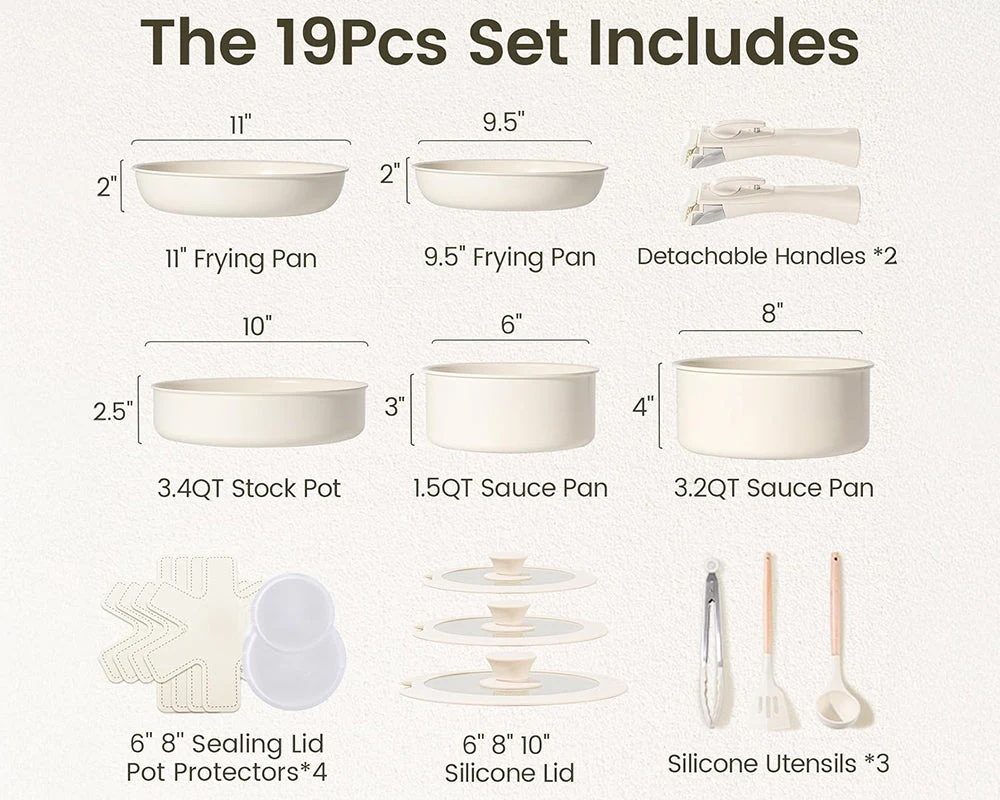 19 Piece Nonstick Induction Cookware Set - Image 8
