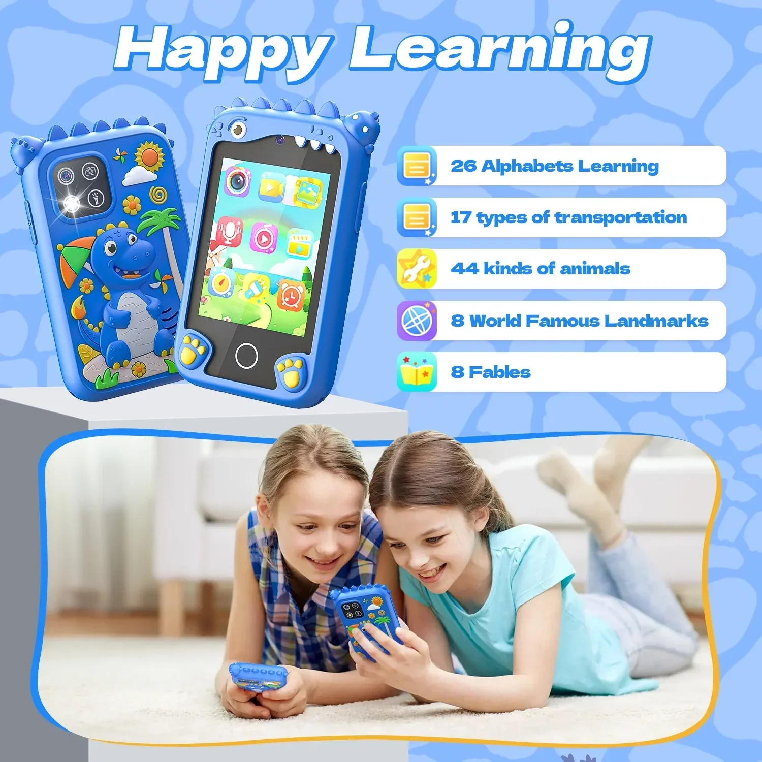 2.8Inch Touchscreen Learning Play Toy Phone With Dual Camera Smart Phone For Girl Boy With 8G SD Card - Image 2