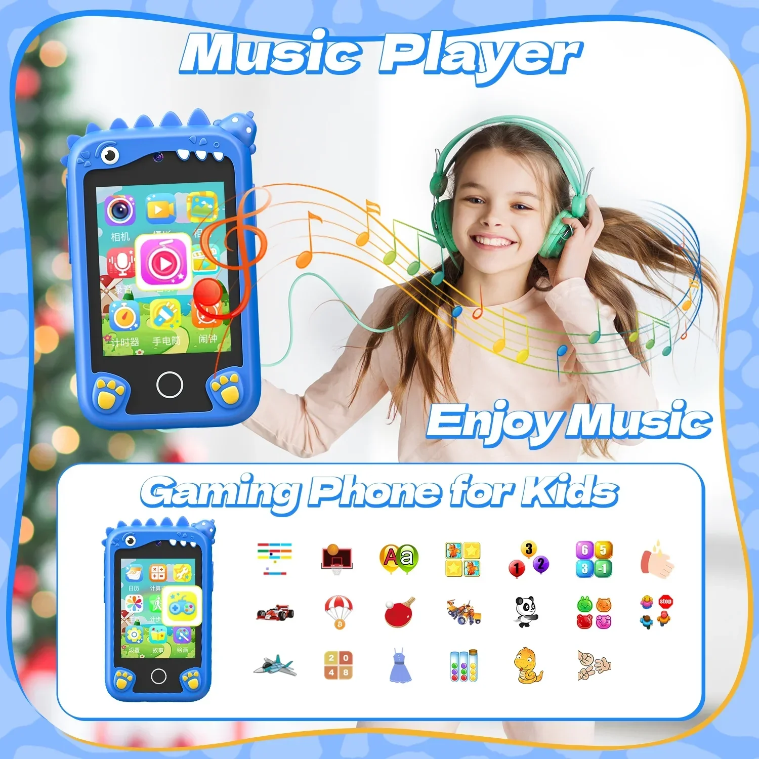 2.8Inch Touchscreen Learning Play Toy Phone With Dual Camera Smart Phone For Girl Boy With 8G SD Card - Image 3