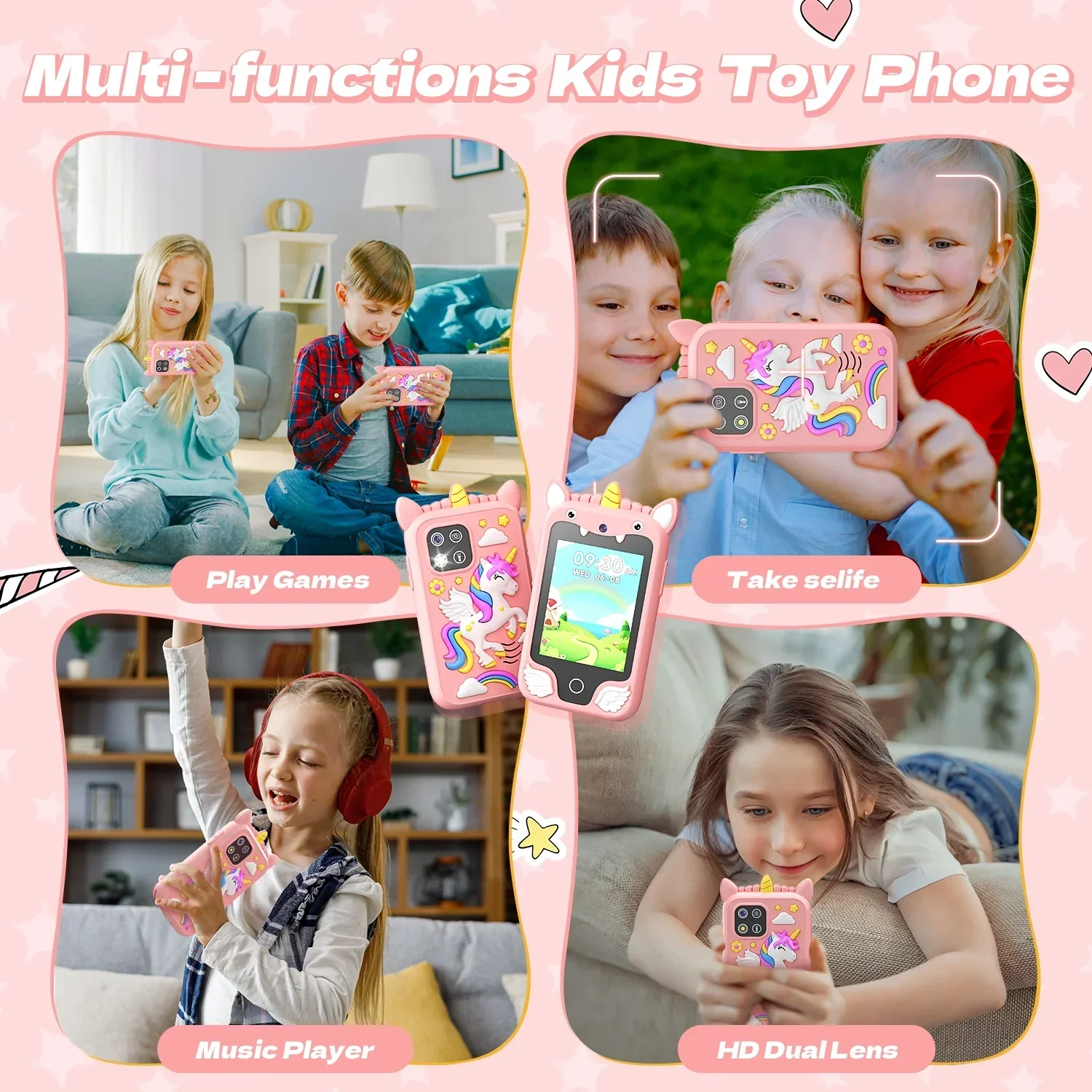 2.8Inch Touchscreen Learning Play Toy Phone With Dual Camera Smart Phone For Girl Boy With 8G SD Card - Image 3