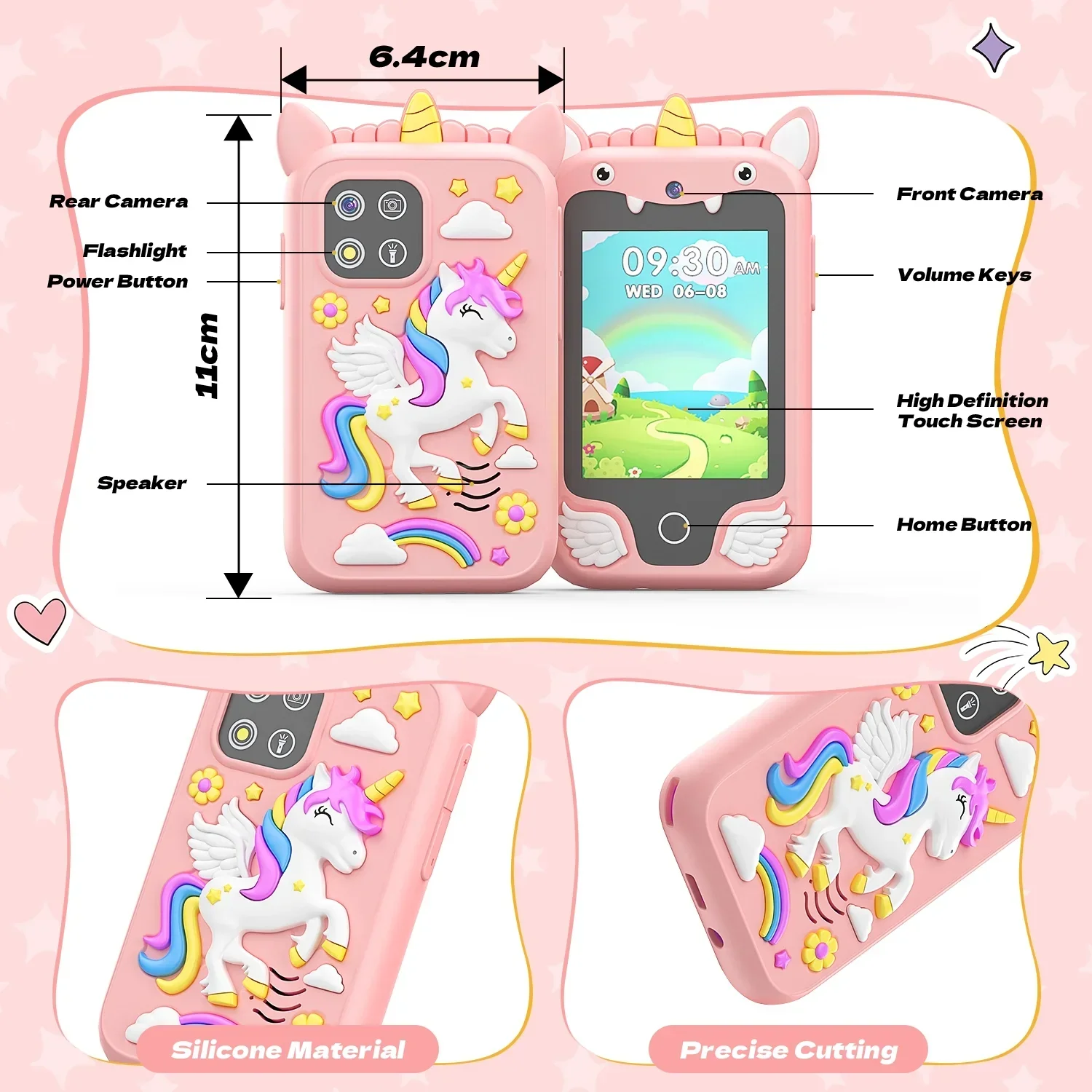 2.8Inch Touchscreen Learning Play Toy Phone With Dual Camera Smart Phone For Girl Boy With 8G SD Card - Image 9