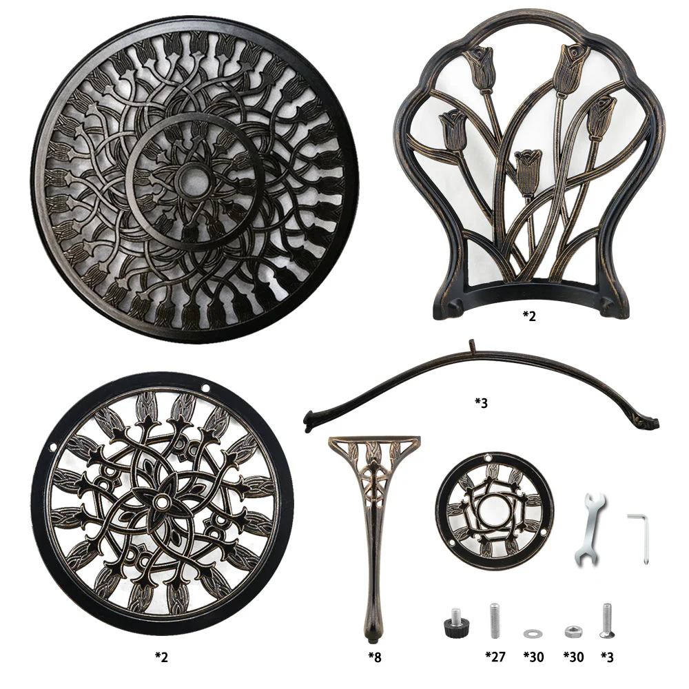 2-Seater Cast Aluminium Bistro Set Patio Furniture Sets - Image 10