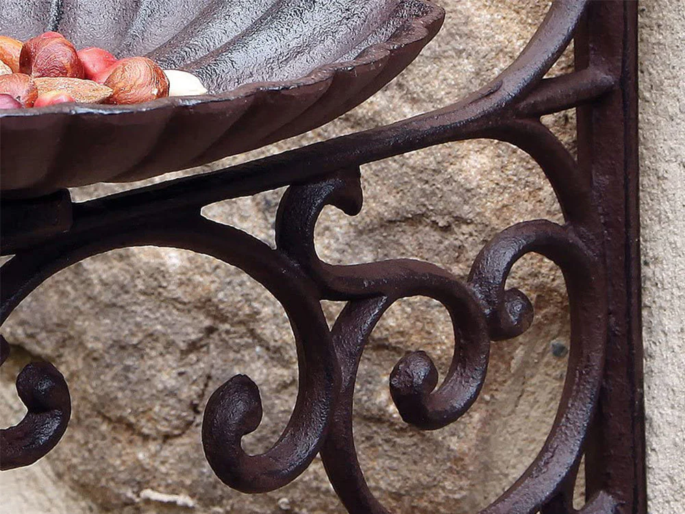 2 Set Cast Iron Bird Bath/Feeder with Wall Bracket - Image 4