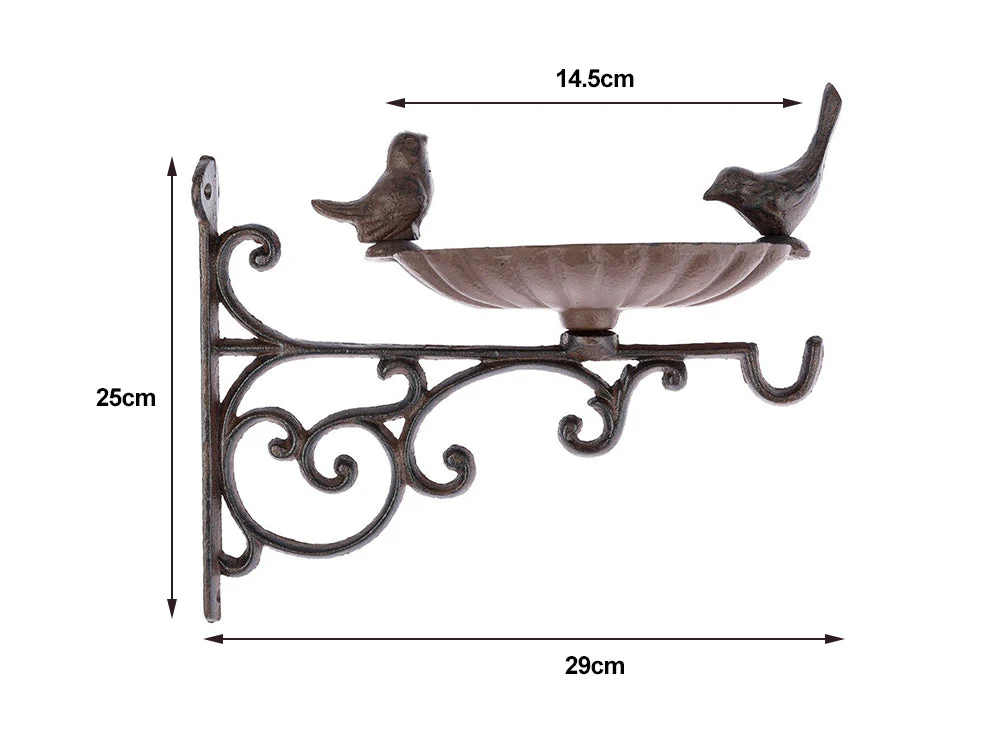 2 Set Cast Iron Bird Bath/Feeder with Wall Bracket - Image 7