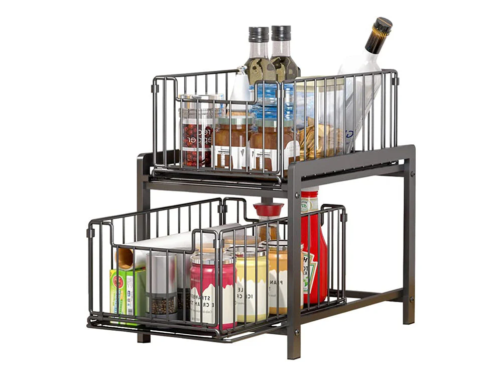 2 Tier Sliding Basket Organizer for Cabinets - Image 3