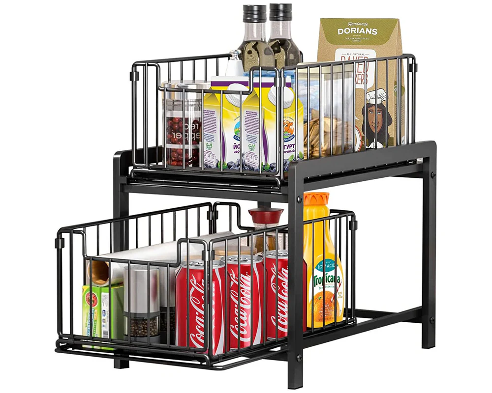 2 Tier Sliding Basket Organizer for Cabinets - Image 9