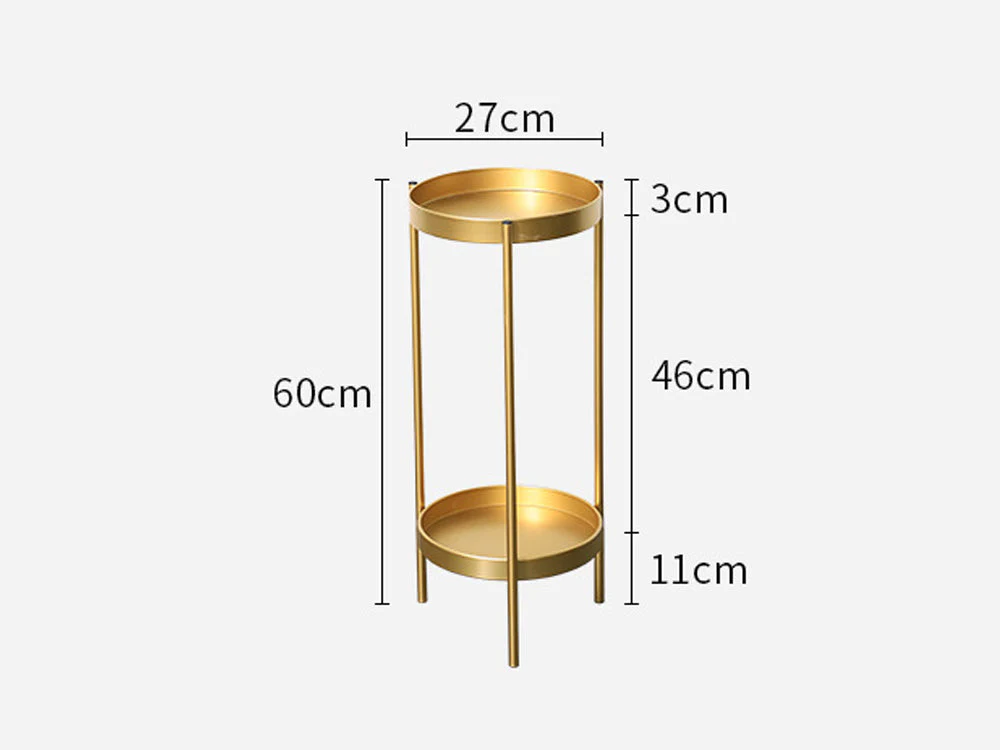 2 Tier Tall Metal Flower Plants Pot Holder-Gold-M - Image 5