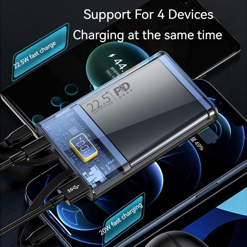 20000mah Display Power Bank With Built-in Cables - Image 6