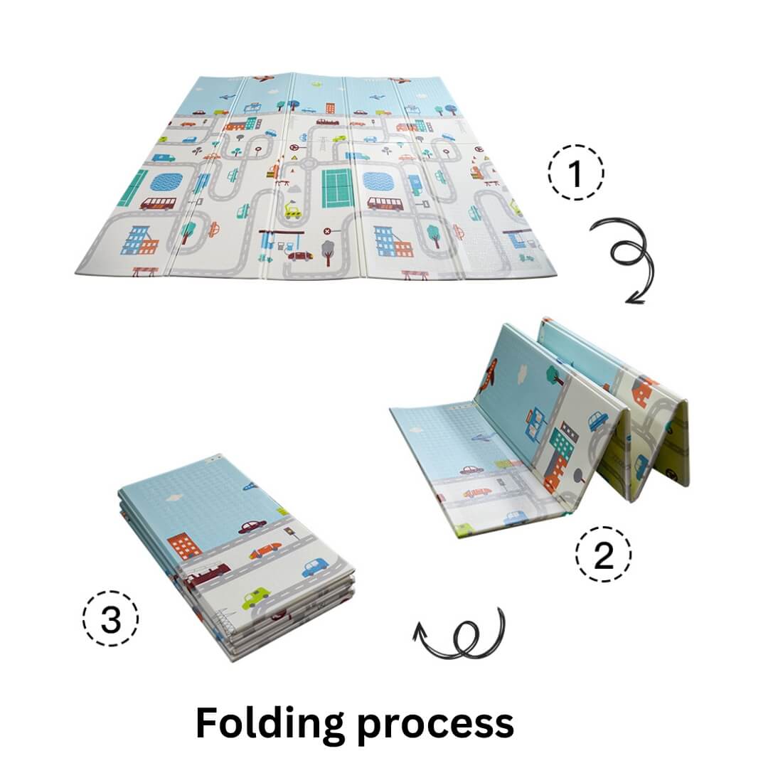 200x180x1 cm Foldable Baby Playmat with Carry Bag - City Road & Hill Double Sides-A - Image 4
