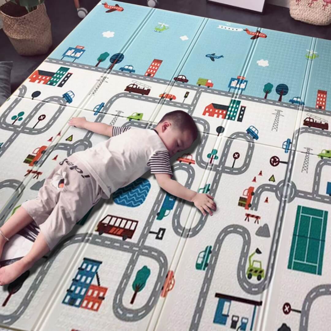 200x180x1 cm Foldable Baby Playmat with Carry Bag - City Road & Hill Double Sides-A - Image 8
