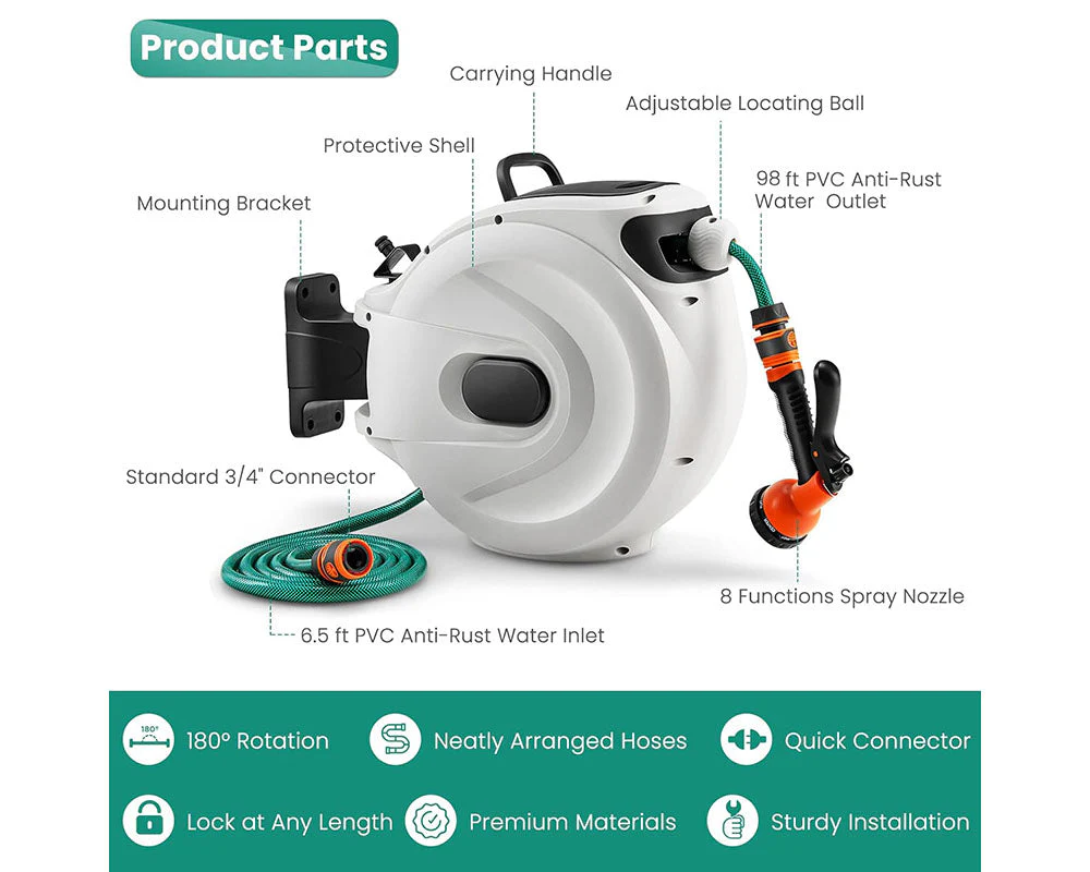 20M Retractable Garden Water Hose Reel - Image 3