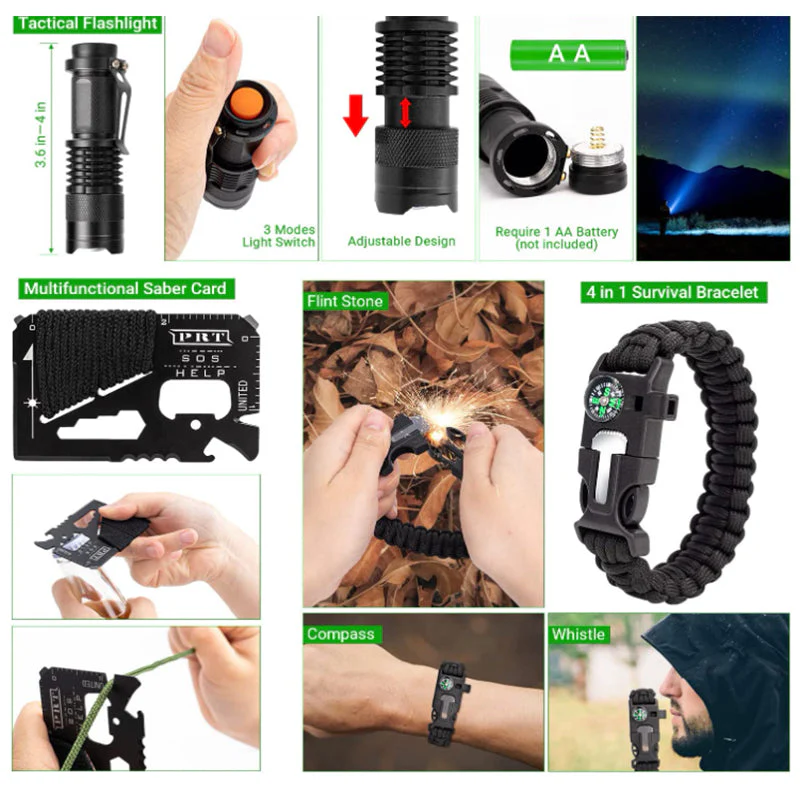 232Pcs Emergency Survival Kit, First Aid Kit Professional Survival Gear Tool B - Image 4