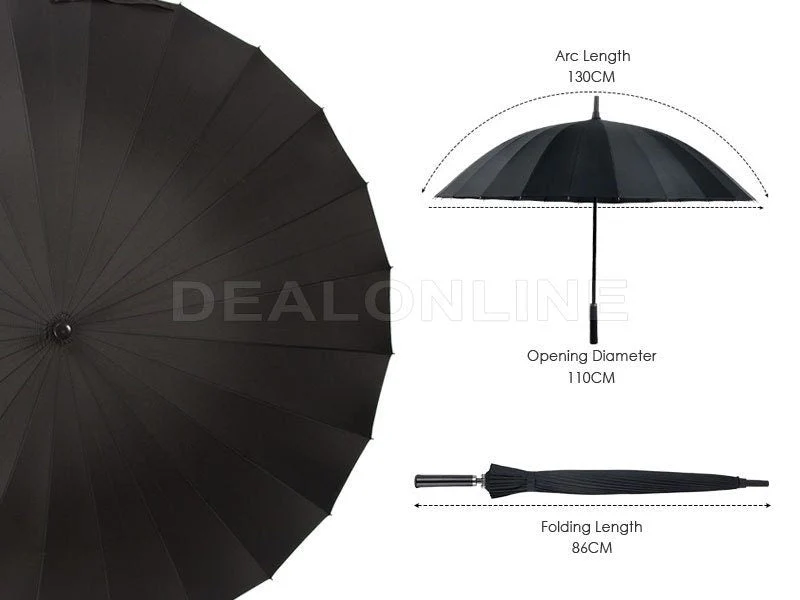 24-Rib Umbrella with Carrying Cover - Arc 130CM NAVY - Image 4