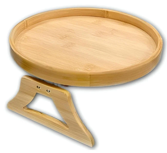 25cm Round Wooden Clip-On Foldable Sofa Arm Tray - Image 5