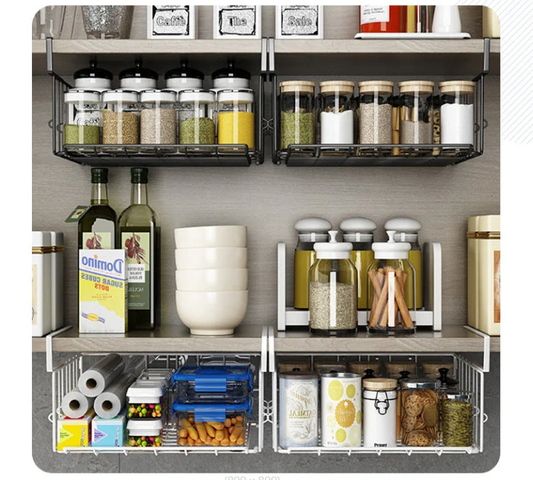 2Pack Under Shelf Storage Basket Hanging Wire Basket Shelves - Image 3