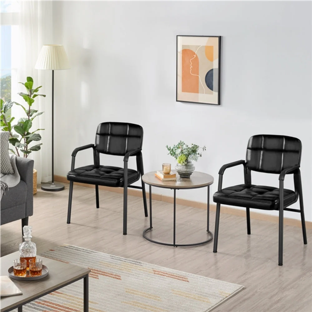 2pcs Office Reception Chairs Faux Leather Guest Chairs - Image 3