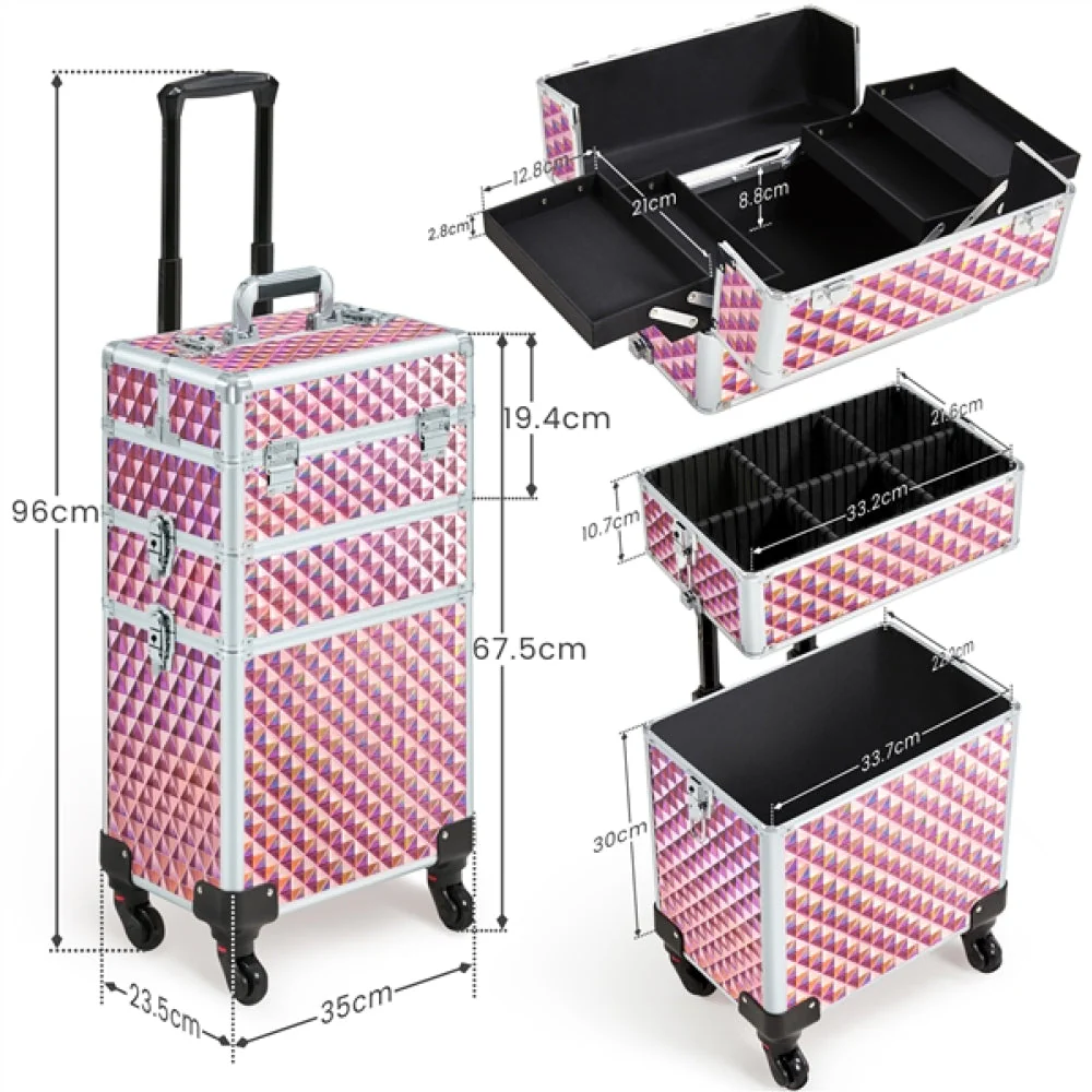 3-in-1 Rolling Makeup Train Case - Image 6