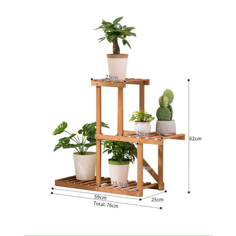 3 Tier Bamboo Plant Stand Indoor 3 Tier Bamboo Plant Stand for Balcony & Garden - Image 2
