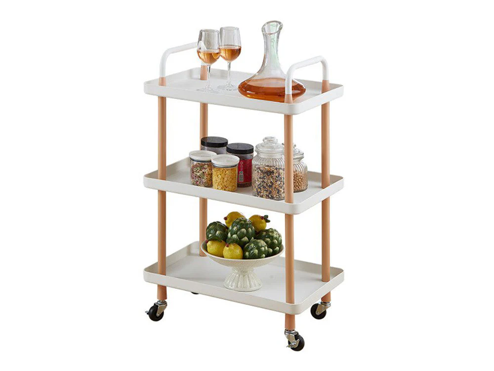3 Tiers Utility Rolling Cart Multi-Function Storage Rack -White - Image 2