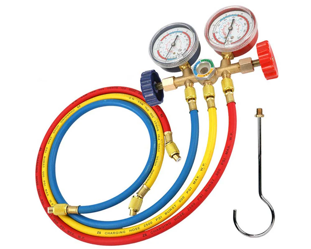 3 Way Refrigerant Gauge AC Diagnostic Manifold Freon Gauge Set - Image 5
