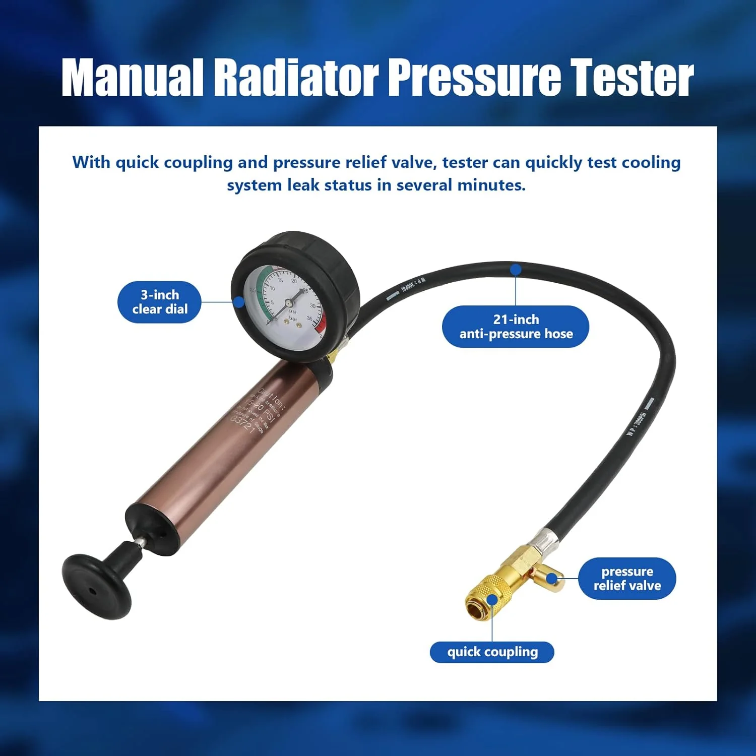 34pcs Radiator Pump Cooling System Pressure Tester Vacuum Purge Kit - Image 3