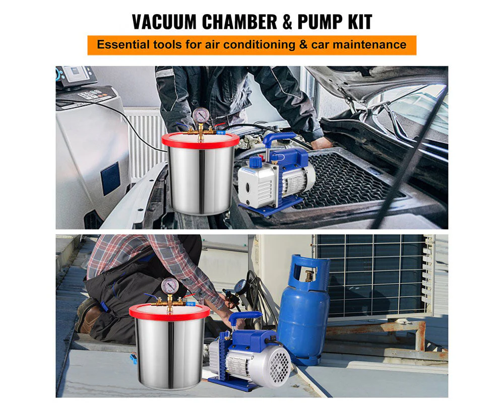 3CFM Vacuum Chambers Degassing 12L Vacuum Pump Air Condition Gauge - Image 5