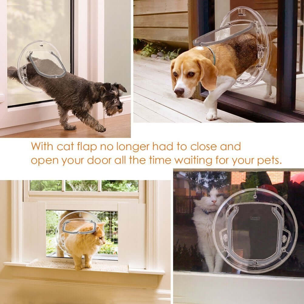 4 Ways Round Lockable Cat Door Dog Flap Cat Door - Image 4
