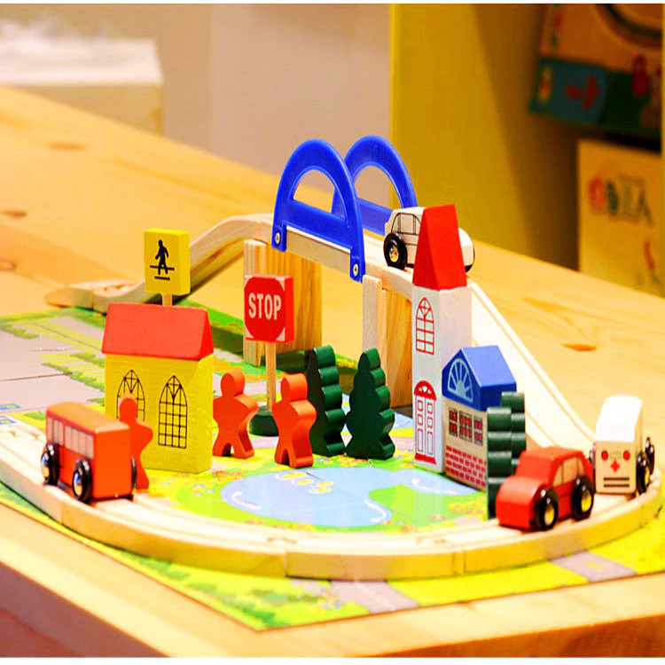 40pc Wooden Rail Overpass Set - Image 8