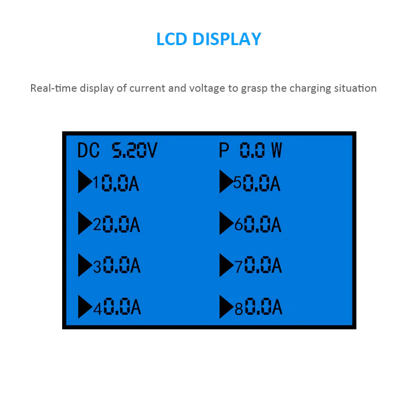 40W Smart 8 Ports USB Charger Station with LCD Display - Image 3