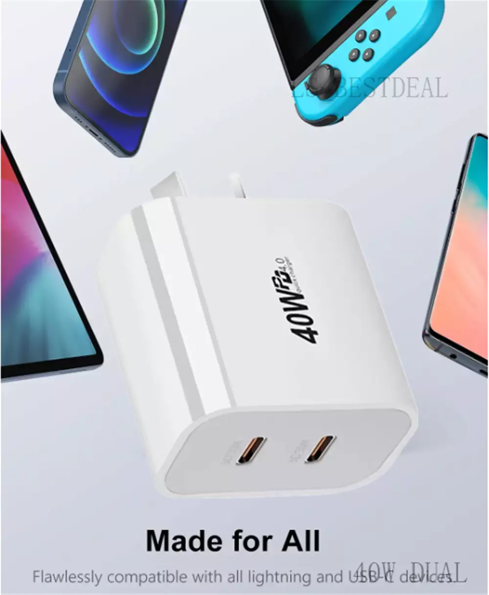 40W Universal Compatible Fast Wall Charger With Cable - Image 2