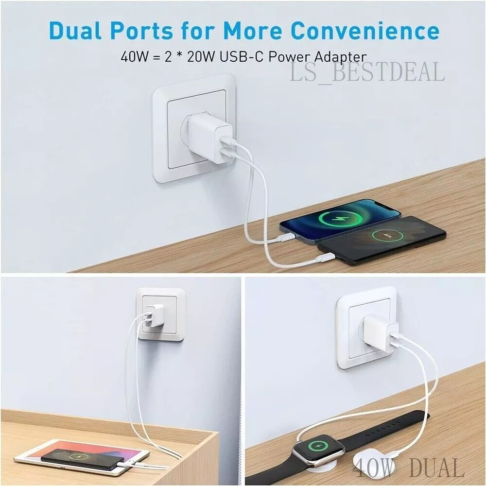 40W Universal Compatible Fast Wall Charger With Cable - Image 3