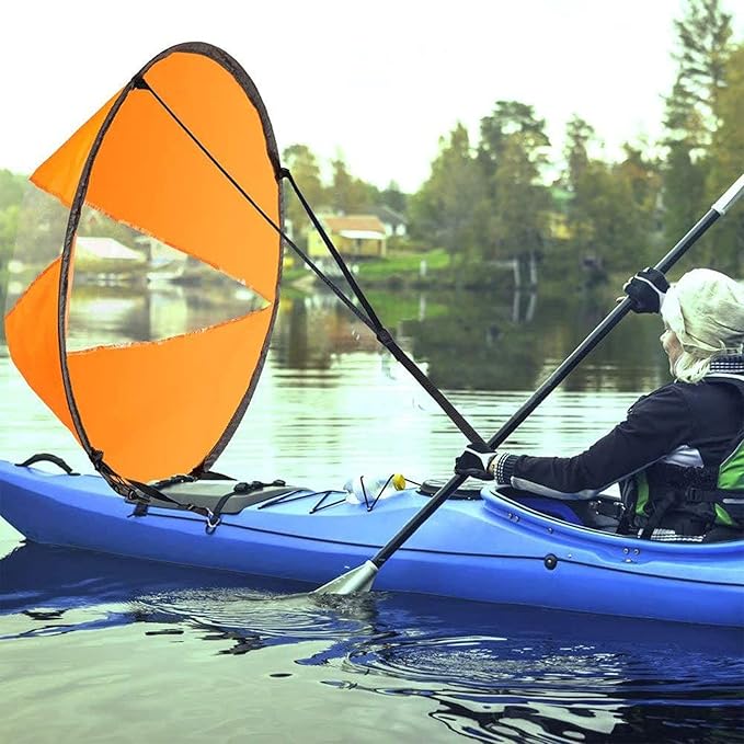 42in Sail Foldable Kayak Boat Wind Sail (Orange) - Image 2