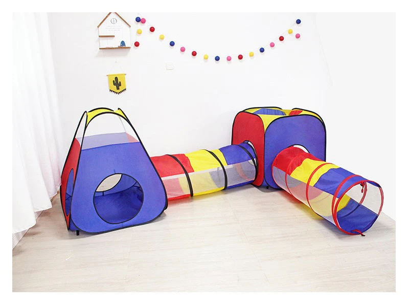 4PCS Pop-Up Square Triangle Tunnel Play Tent Kit Set - Image 2