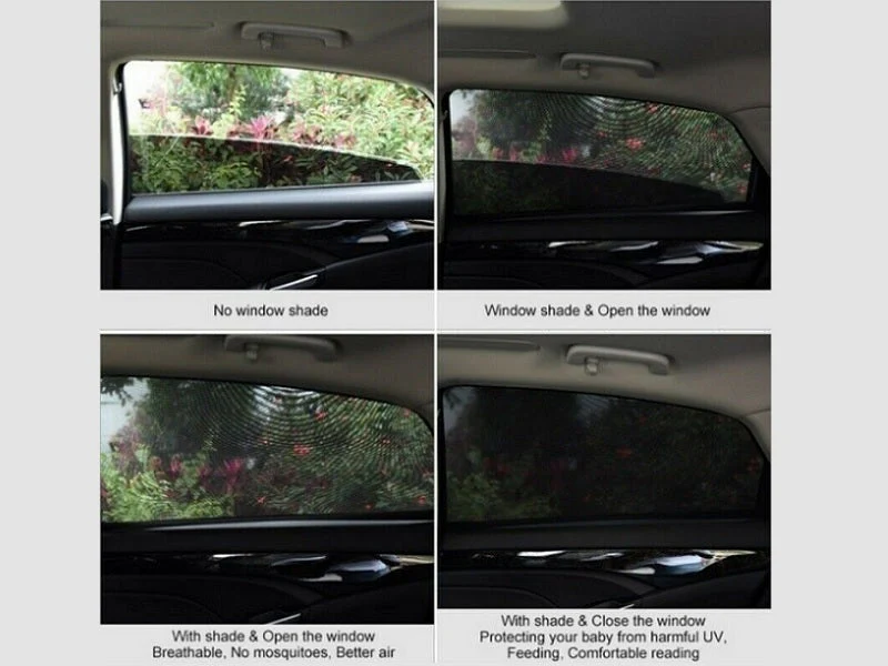 4pcs/set Car Front & Rear Side Window Sun Shade Cover Visor Mesh Shield Sunshade - Image 3