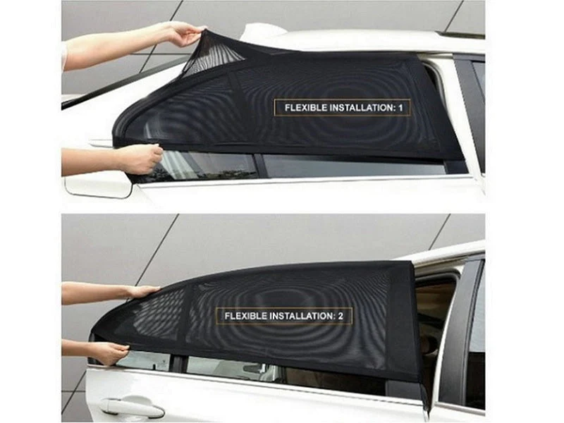 4pcs/set Car Front & Rear Side Window Sun Shade Cover Visor Mesh Shield Sunshade - Image 5