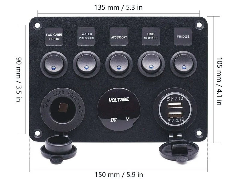 5 Gang Rocker Switch Panel - Image 7