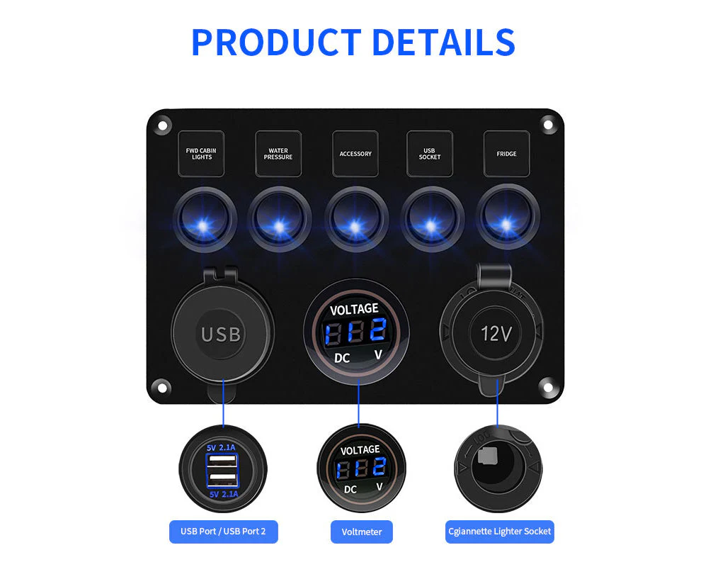 5 Gang Rocker Switch Panel - Image 6