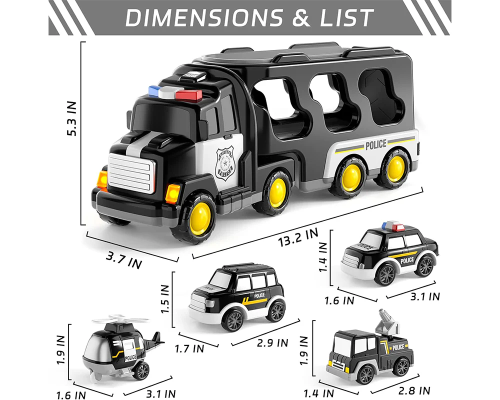 5-in-1 Police Trucks Toy Set - Image 3