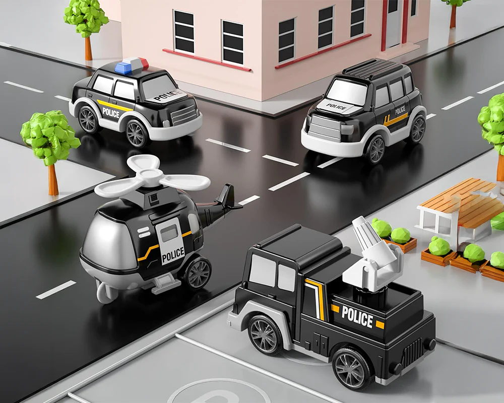 5-in-1 Police Trucks Toy Set - Image 7