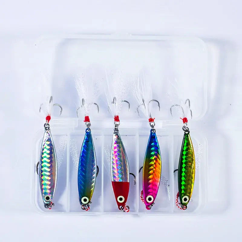 5 x 20 gram Lures with Tackle Box for Trout Salmon Kahawai - Image 2