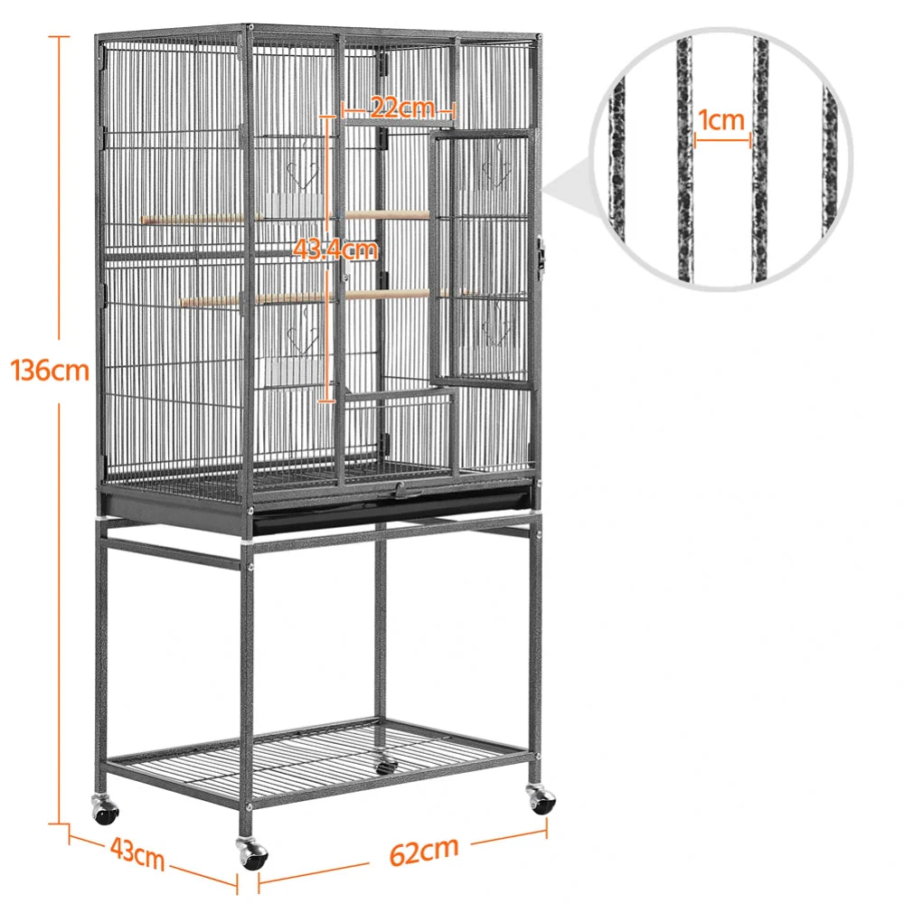 54’’H Mobile Large Parrot Cage w/ Stand - Image 6