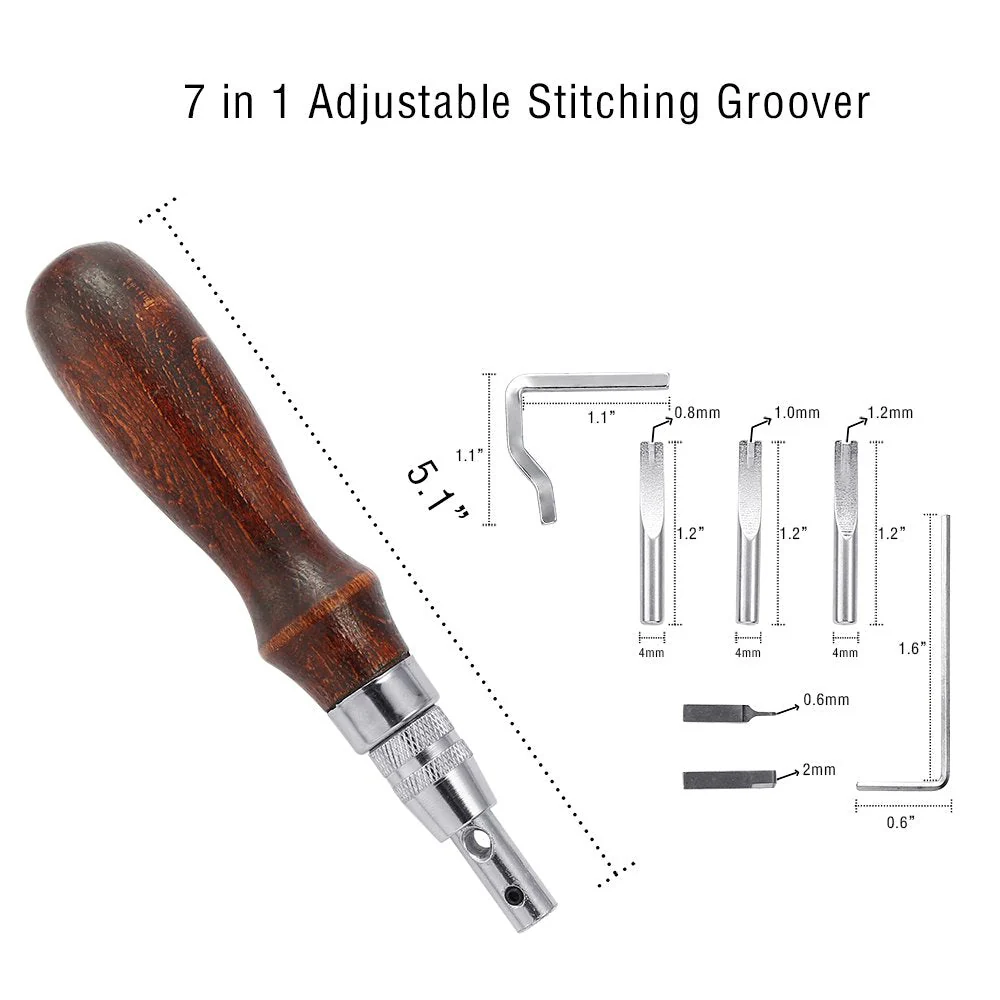 59PCs  Leather Craft Tools Kit Tools DIY Groover Punch Kit Stiching Carving Craft Sewing - Image 6
