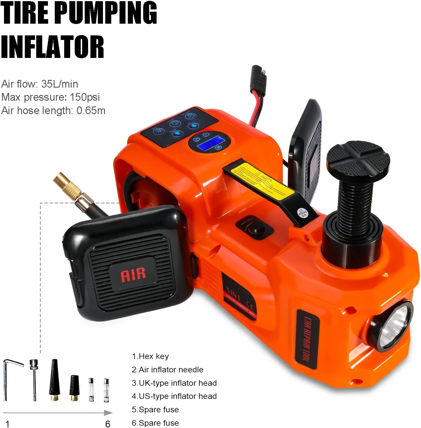 5Ton 12V Car Electric Hydraulic Floor Jack Lift + Impact Wrench Kit Box 3 in 1 - Image 9