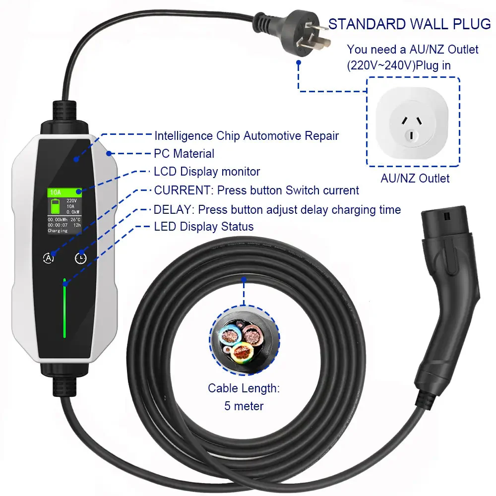 Portable EV Charger Type 2 (10A, 2.3kW) - Image 4